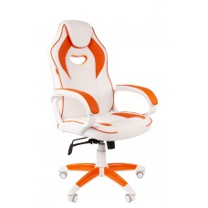 Кресло игровое компьютерное Chairman game 16 Россия экопремиум белый/оранжевый