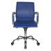 Кресло руководителя Бюрократ CH-993-LOW/BLUE низкая спинка синий искусственная кожа крестовина хром