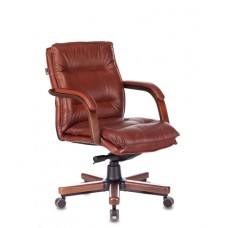 Кресло руководителя Бюрократ T-9927WALNUT-LOW светло-коричневый Leather Eichel кожа низк.спин. крестовина металл/дерево